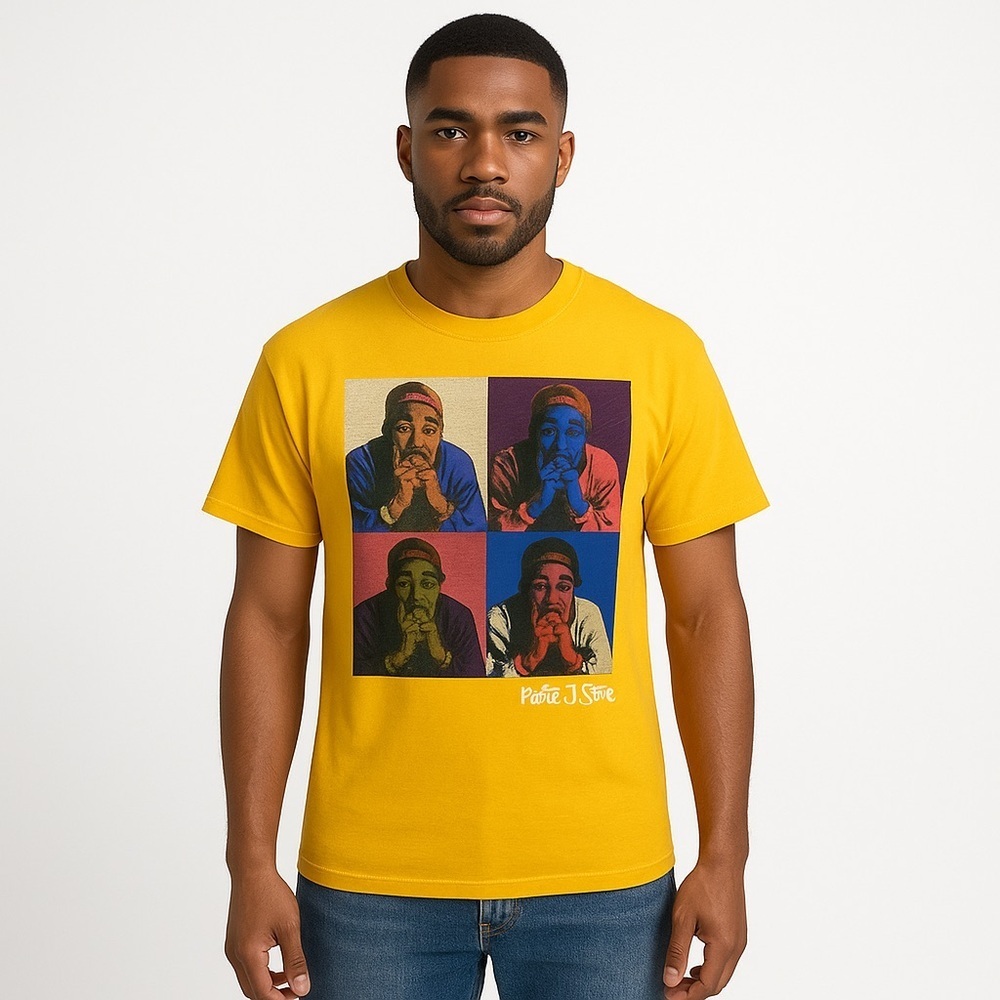 Poetic Justice Tupac Pop Art Graphic Tee 100% Cotton Retro Streetwear M Yellow